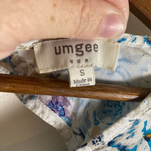 Umgee Sz S Floral Mini Dress Blue Purple Gold Boho Cottagecore Peasant Bohemian - Picture 5 of 11